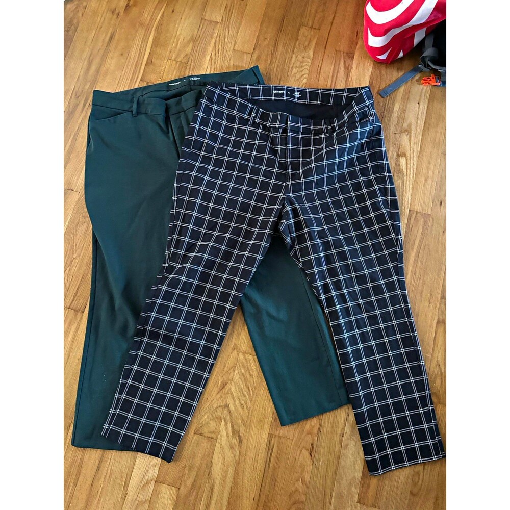 Old Navy Pixie Skinny Women’s Pants Lot 2 Size 18 Plaid & Green Poly/Spandex